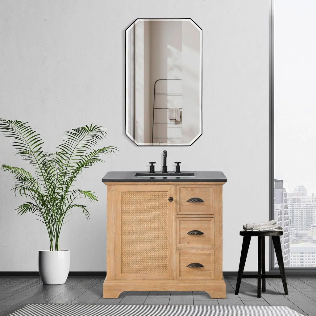 Mueble de baño Hervas con encimera de mármol natural sin espejo