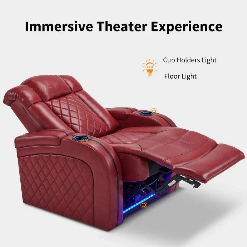 MCombo Sillón reclinable eléctrico con reposacabezas ajustable, asiento de cine en casa de dos motores con puerto USB, cuero transpirable HTS411