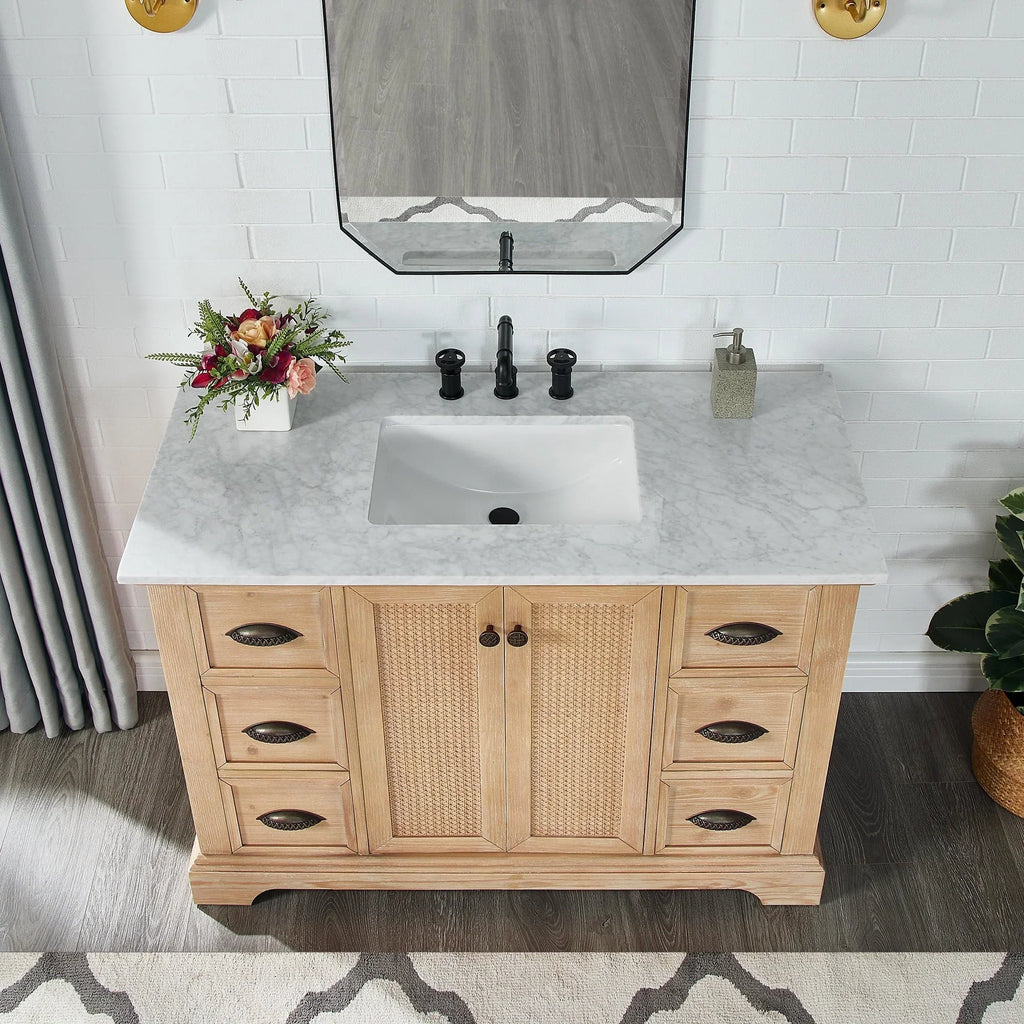 Mueble de baño Hervas con encimera de mármol natural sin espejo