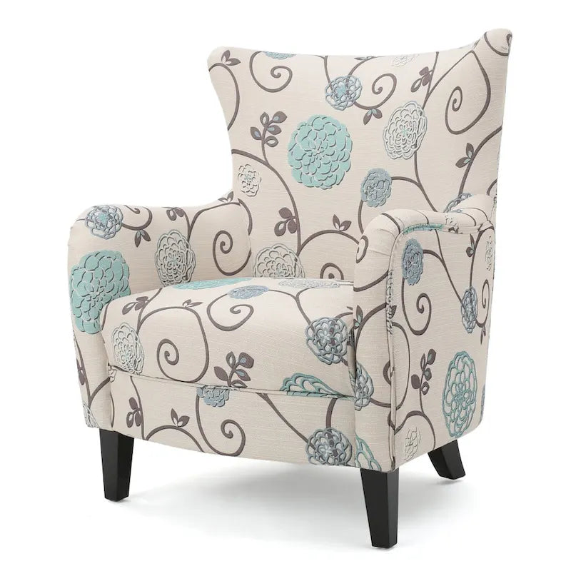 Sillón tapizado de respaldo alto Modern Retro de 30.25 pulgadas con patas de madera para sala de estar