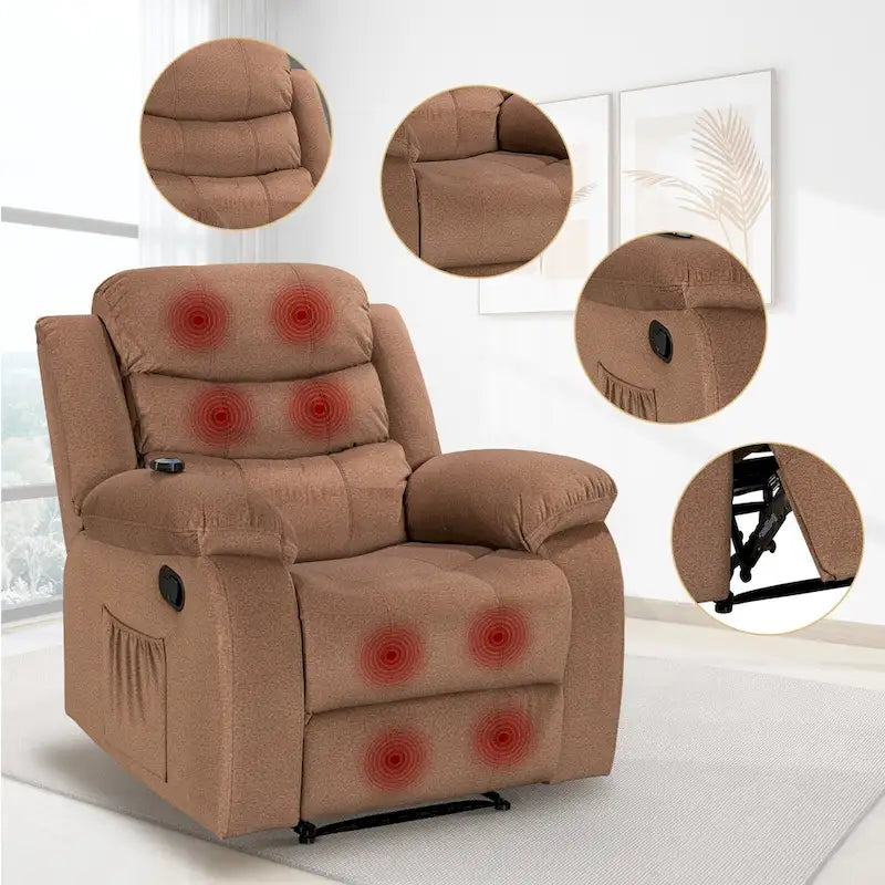 Sillón reclinable suave con función de masaje y calor