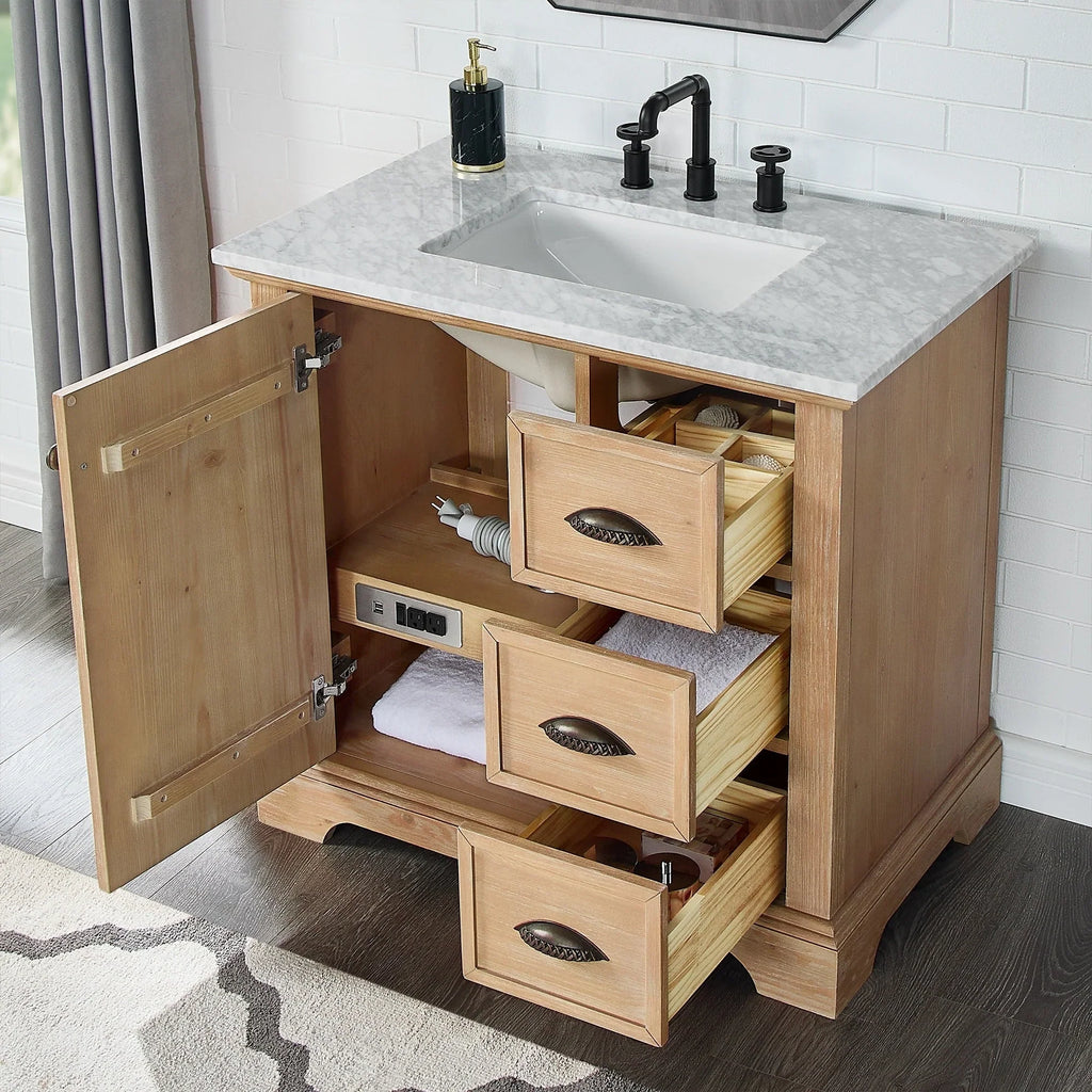 Mueble de baño Hervas con encimera de mármol natural sin espejo