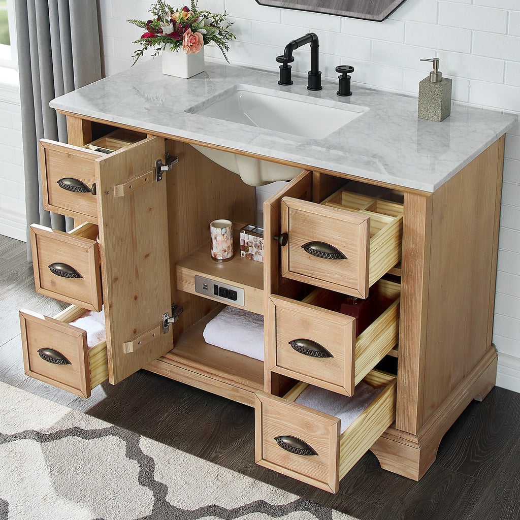 Mueble de baño Hervas con encimera de mármol natural sin espejo