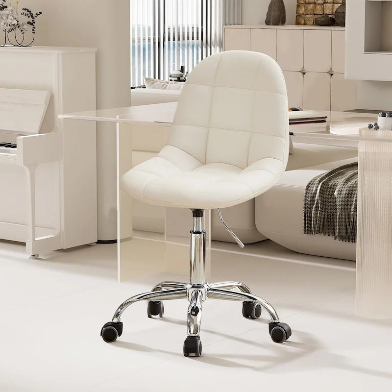 Silla de oficina en casa sin brazos Javlergo, silla de escritorio de computadora con ruedas y altura ajustable