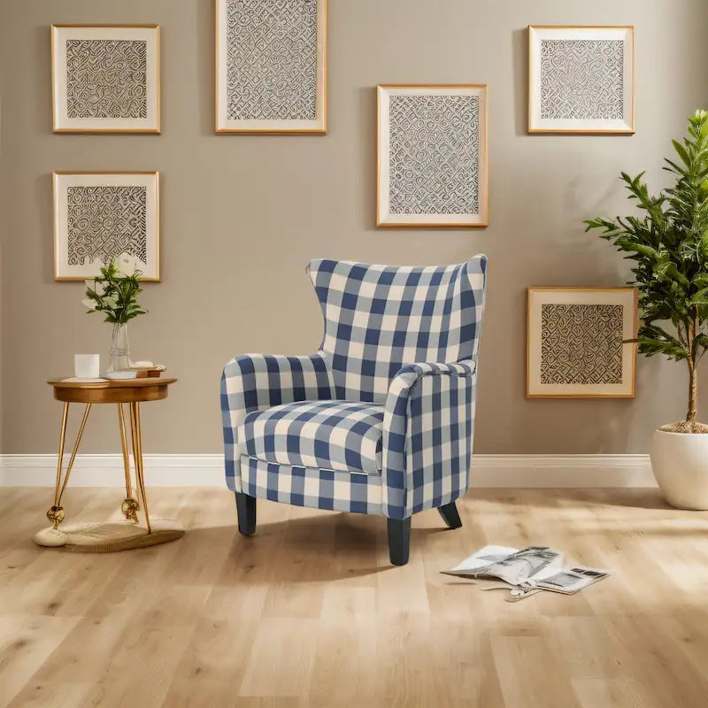 Sillón tapizado de respaldo alto Modern Retro de 30.25 pulgadas con patas de madera para sala de estar
