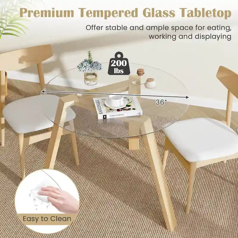 Mesa de comedor redonda de cristal Costway 36 para 4 personas con cristal templado - Ver detalles