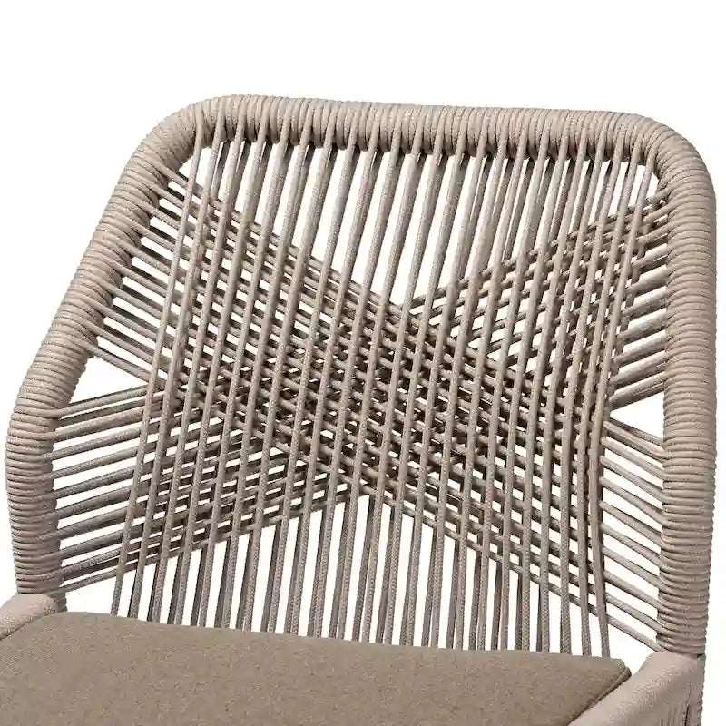 Silla de comedor moderna de caoba de estilo transicional con cuerda trenzada – Gris