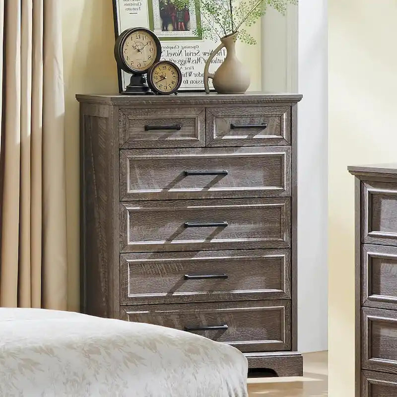Cómodas de 6 cajones estilo rústico, de madera para dormitorio