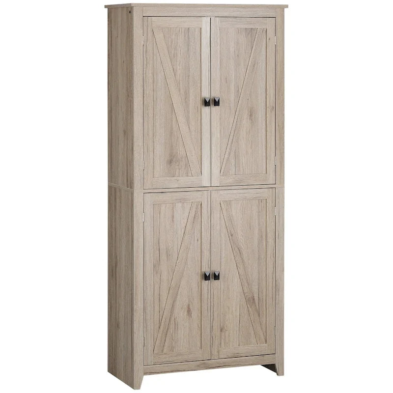 HOMCOM Armario de cocina independiente de 72 pulgadas con 4 puertas, organizador de almacenamiento con 4 niveles y estantes ajustables, blanco