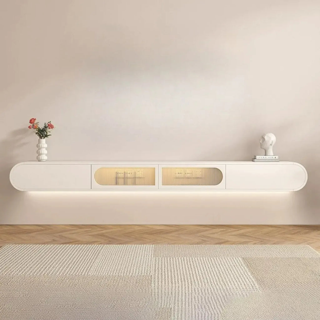 Mueble de TV Flotante de Madera Blanca con Almacenamiento para Sala de Estar