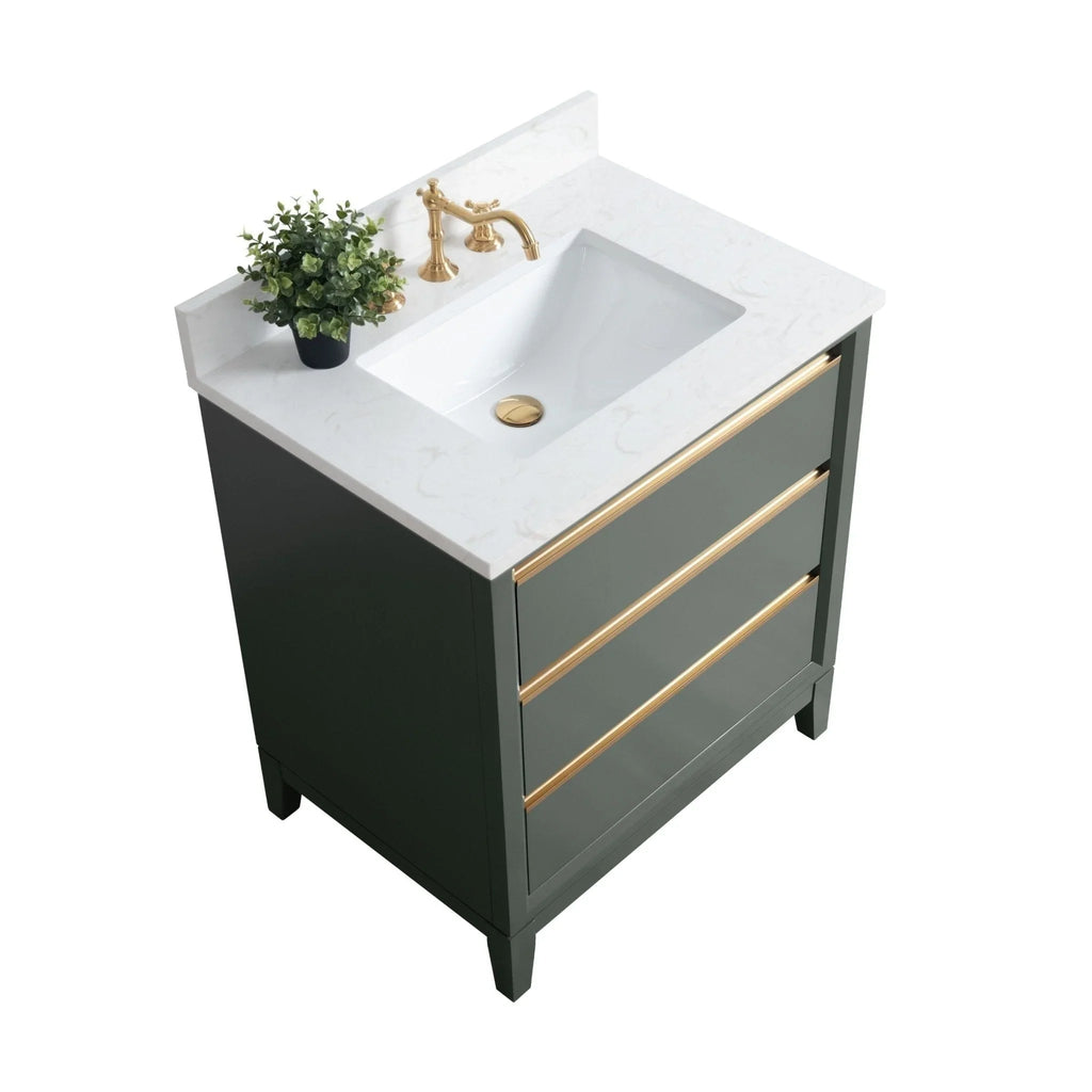 Mueble de baño Vanity Art con lavabo de cerámica y encimera de mármol de ingeniería