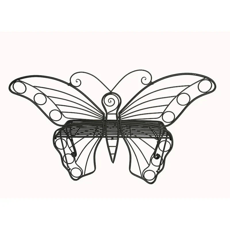 Banco de mariposa de metal negro antiguo