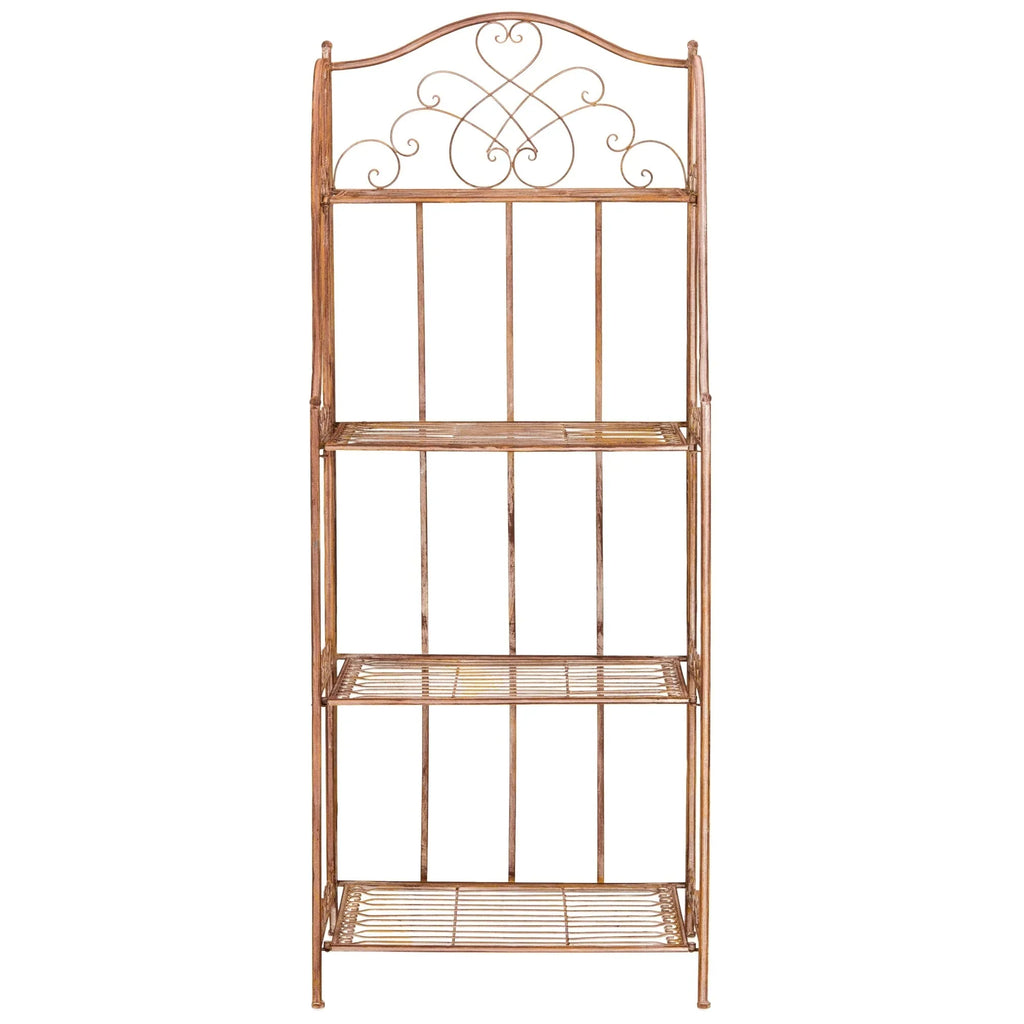 SAFAVIEH Bryn Estantería de panadero victoriana de hierro forjado de 4 niveles para exteriores - 25 pulg. An. x 15 pulg. Prof. x 63 pulg. Al. - 25 An. x 15 Prof. x 63 Al.