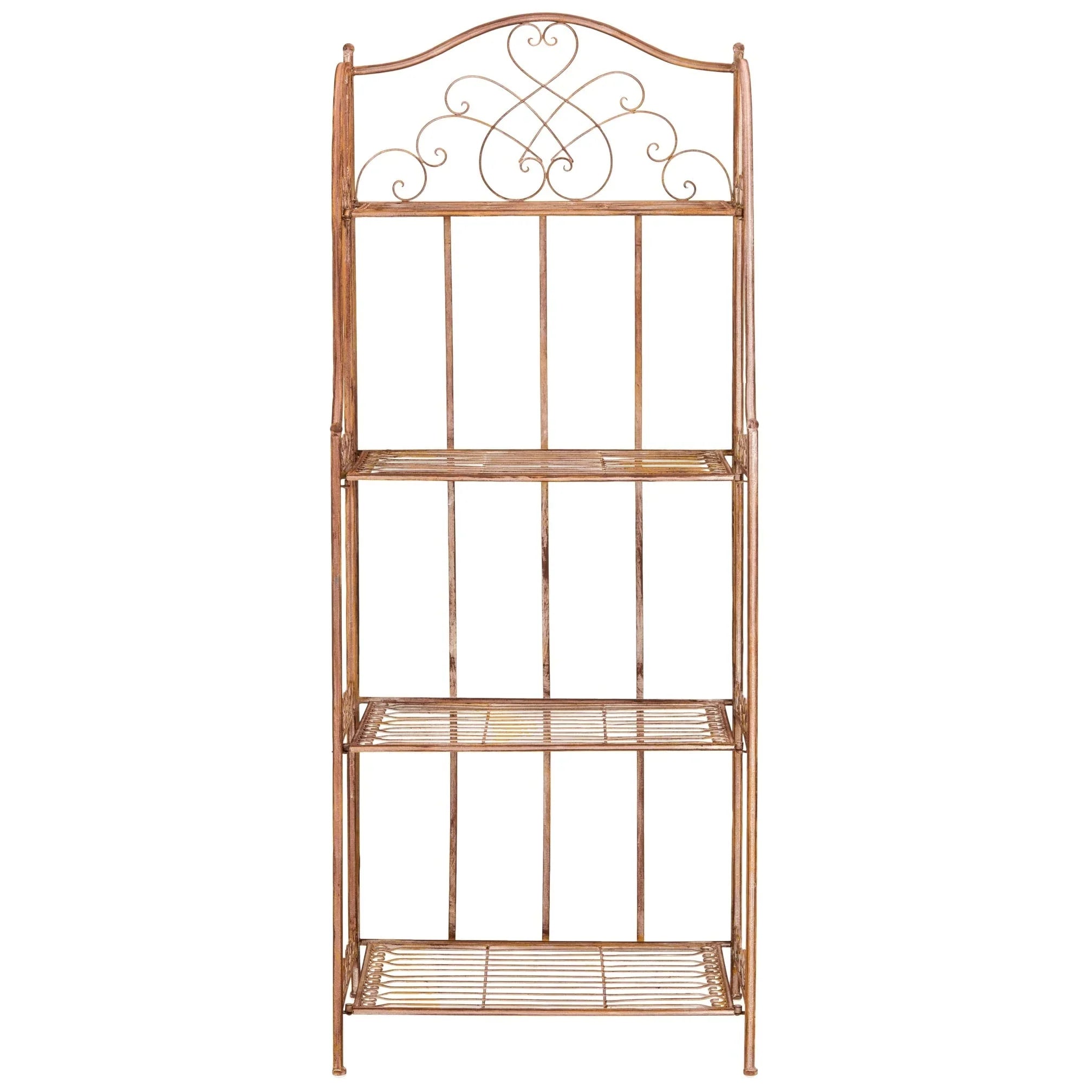 SAFAVIEH Bryn Estantería de panadero victoriana de hierro forjado de 4 niveles para exteriores - 25 pulg. An. x 15 pulg. Prof. x 63 pulg. Al. - 25 An. x 15 Prof. x 63 Al.