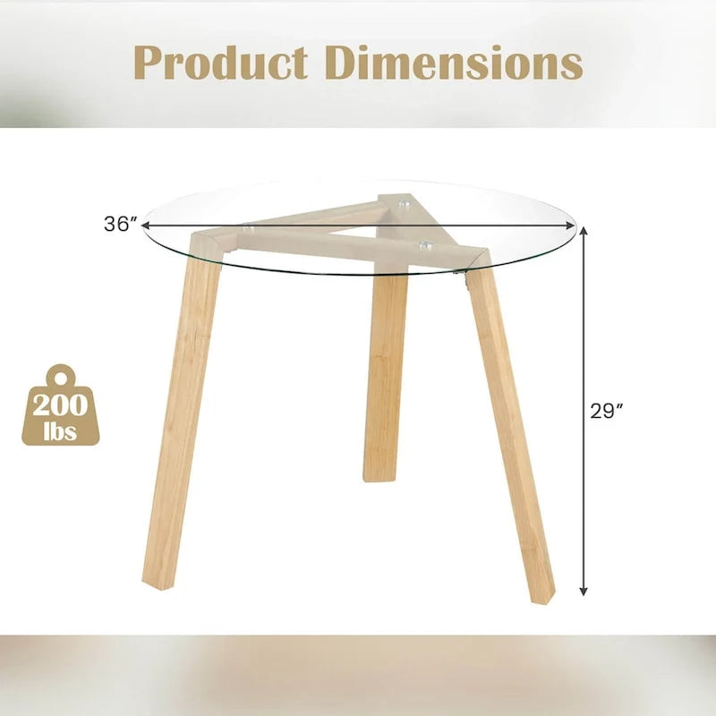 Mesa de comedor redonda de cristal Costway 36 para 4 personas con cristal templado - Ver detalles