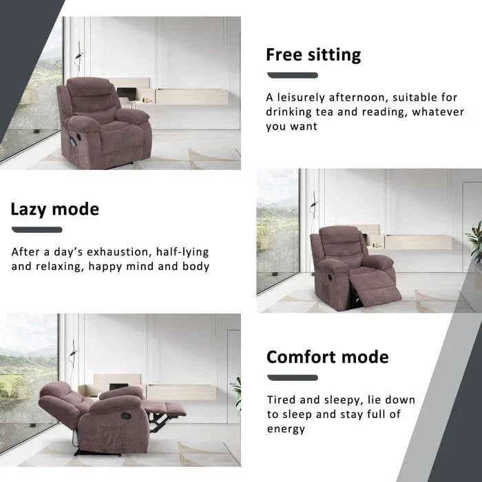 Sillón reclinable suave con función de masaje y calor