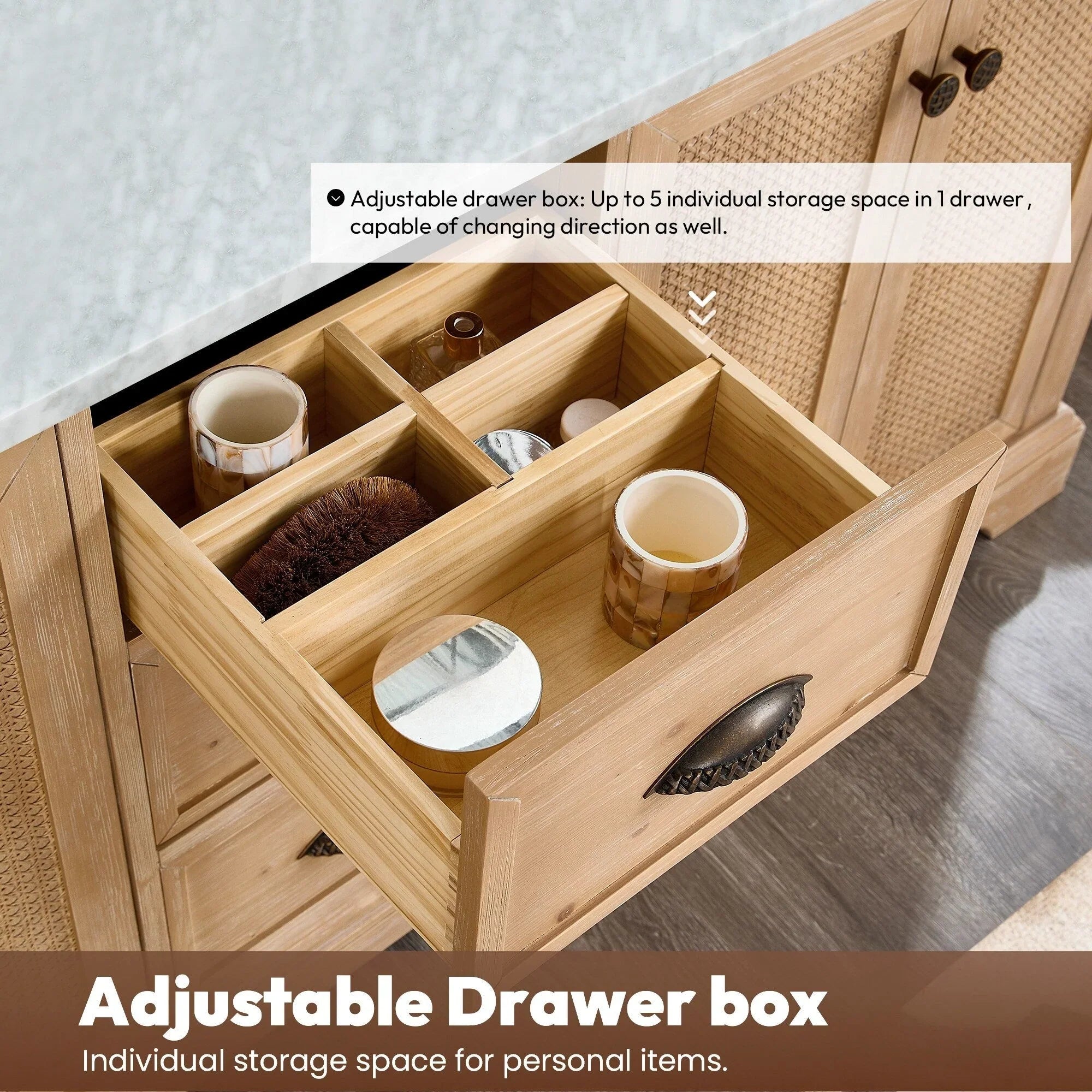 Mueble de baño Hervas con encimera de mármol natural sin espejo