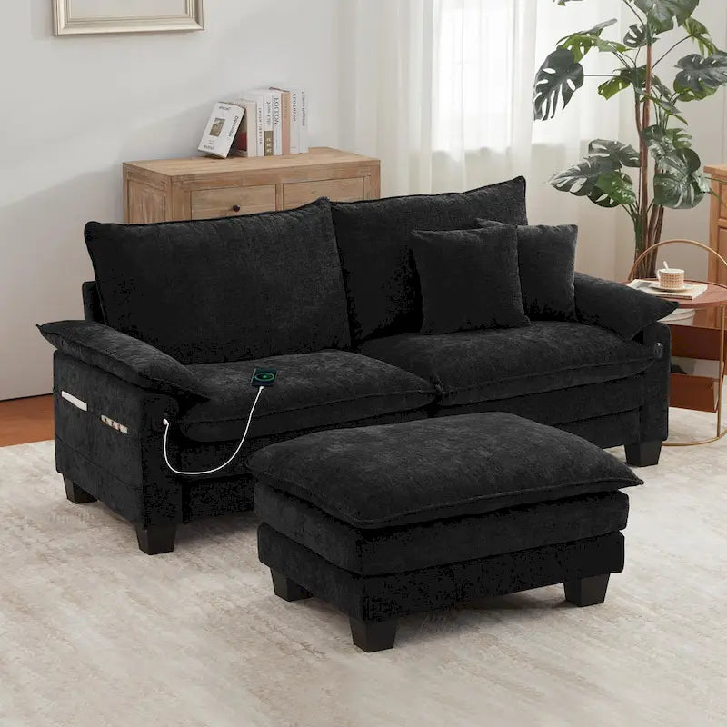 Sofá seccional modular, sofá seccional Cloud cómodo con otomana, sofá cama de asiento profundo para sala de estar