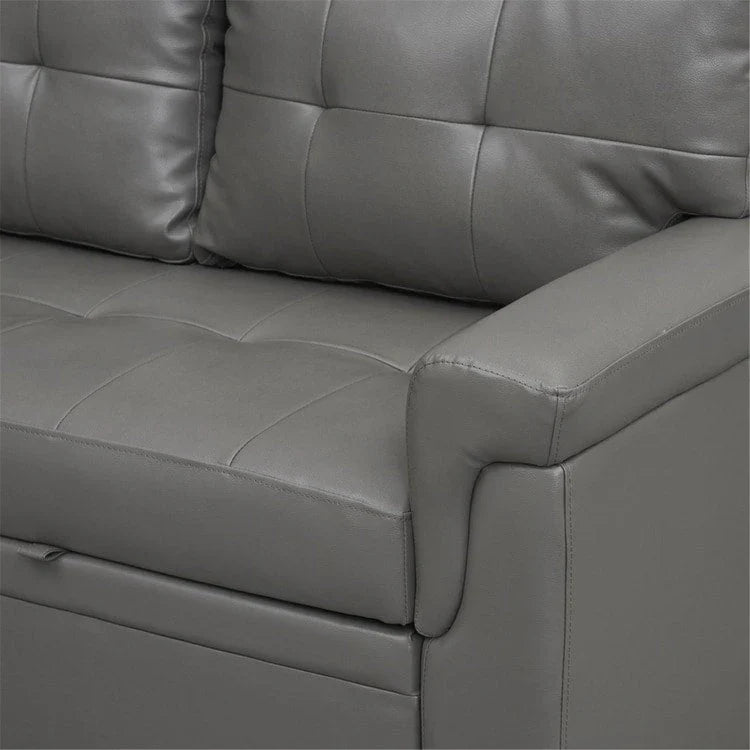 Divano componibile convertibile reversibile con letto estraibile, chaise longue con contenitore nascosto e gambe durevoli