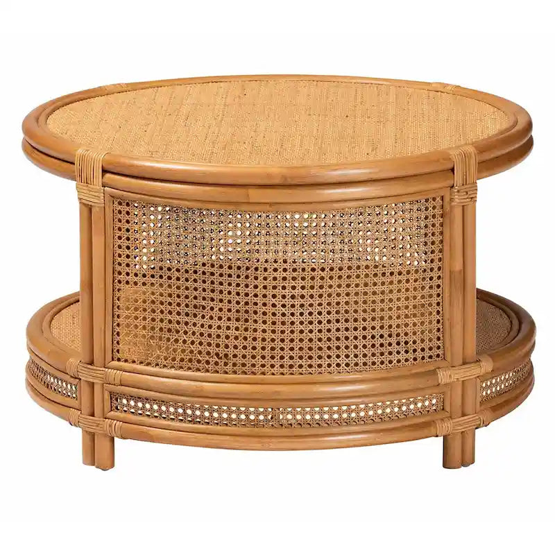 Mesa de centro Louis de ratán marrón natural estilo bohemio de bali & pari