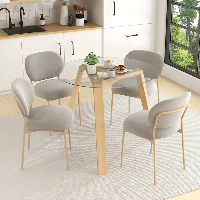 Mesa de comedor redonda de cristal Costway 36 para 4 personas con cristal templado - Ver detalles