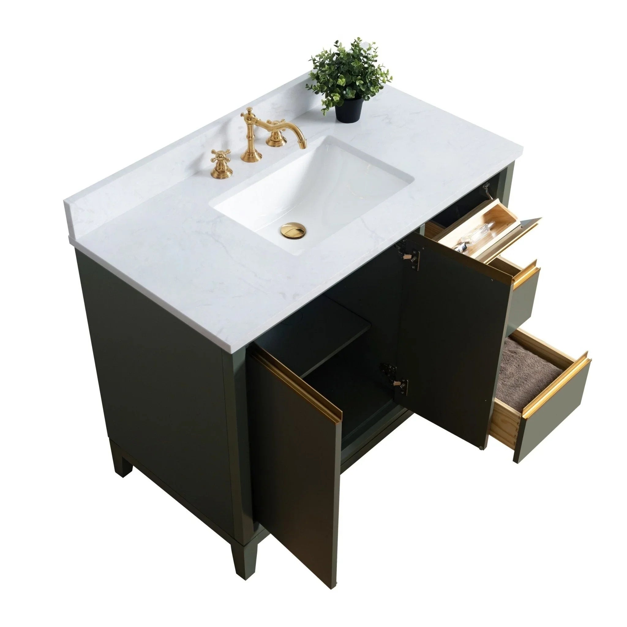 Mueble de baño Vanity Art con lavabo de cerámica y encimera de mármol de ingeniería