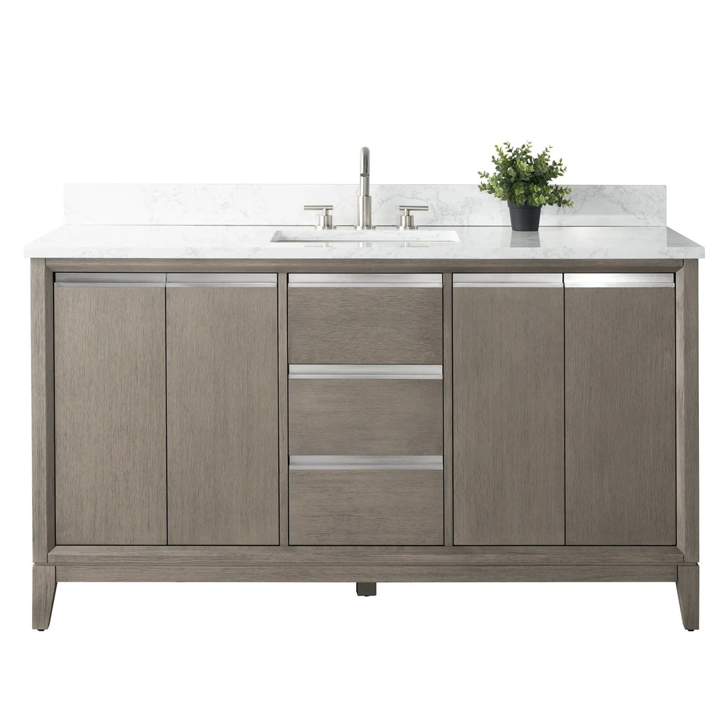 Mueble de baño Vanity Art con lavabo de cerámica y encimera de mármol de ingeniería