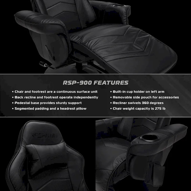Sillón reclinable para videojuegos - Silla de juego reclinable con reposapiés