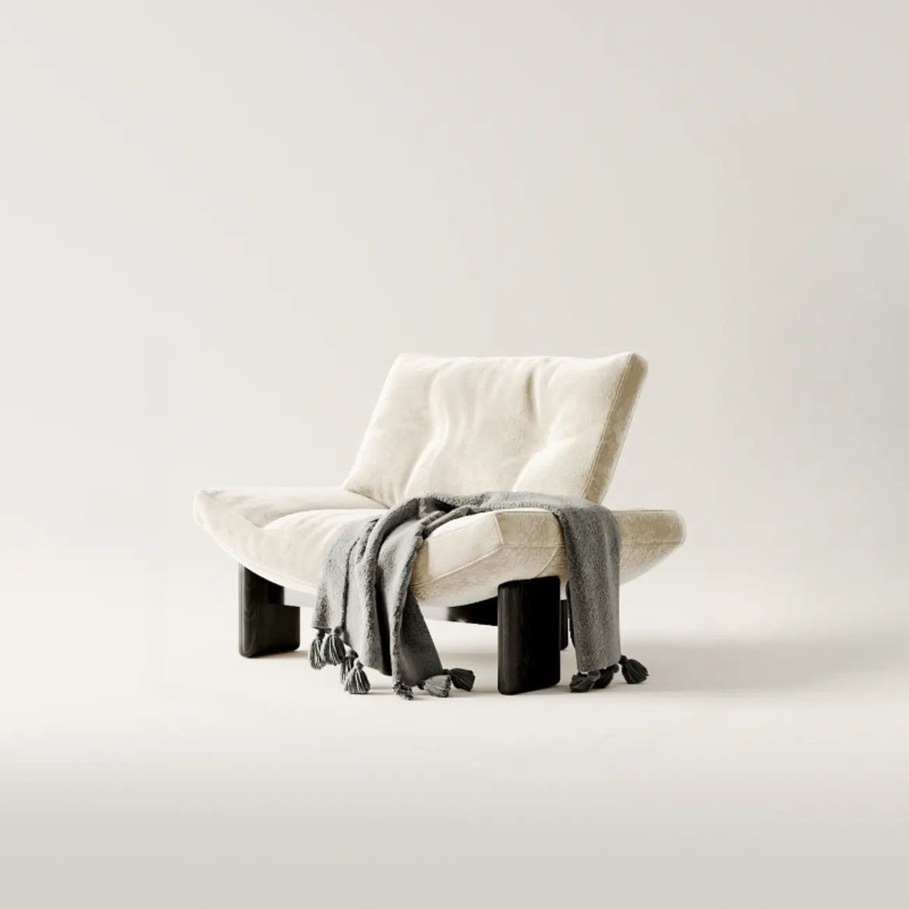 Sillón decorativo de chenilla sin brazos, tapizado, negro contemporáneo