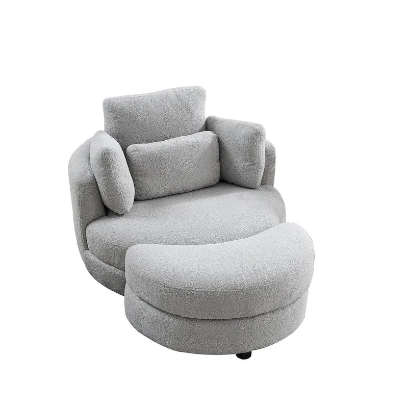 Sillón redondo giratorio grande con otomana de almacenamiento Moon