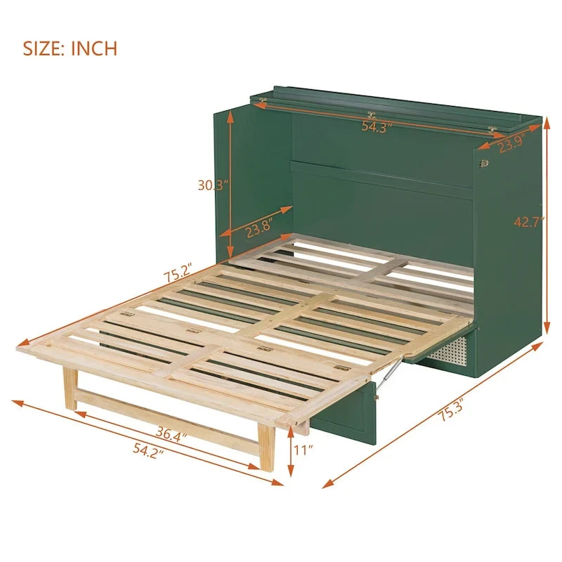 Cama Murphy de tamaño completo Nestfair con cajones grandes