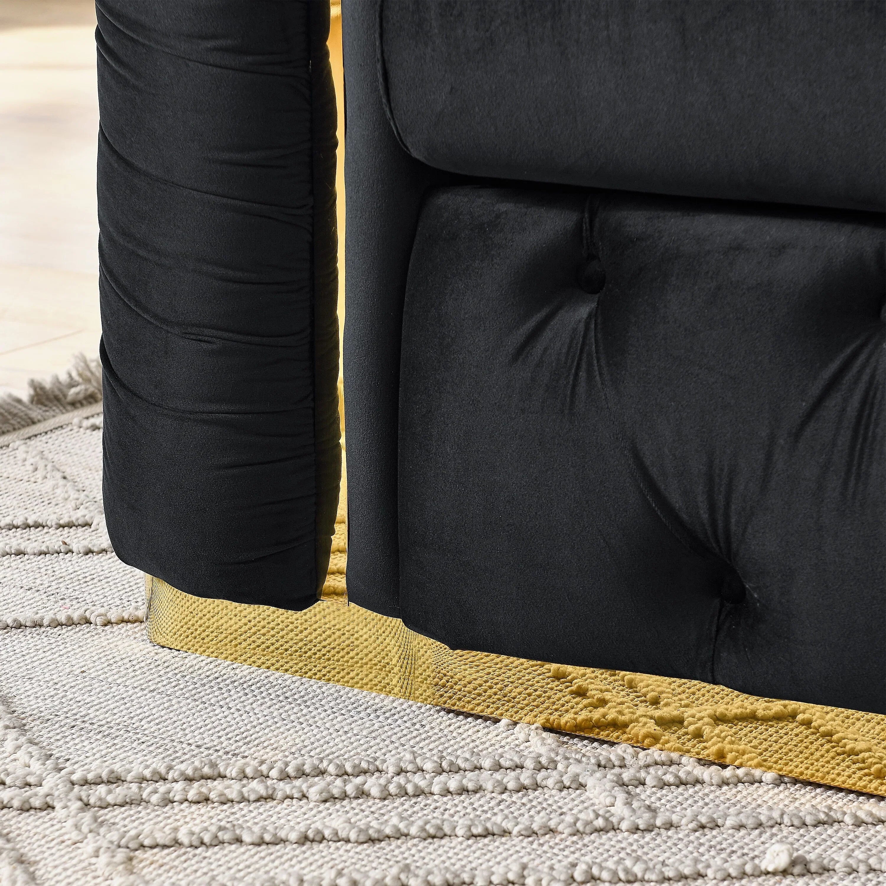 Sofá de 3 plazas Velvet de 90.6 con 2 cojines, cojines de alta densidad, detalles dorados y almohadas