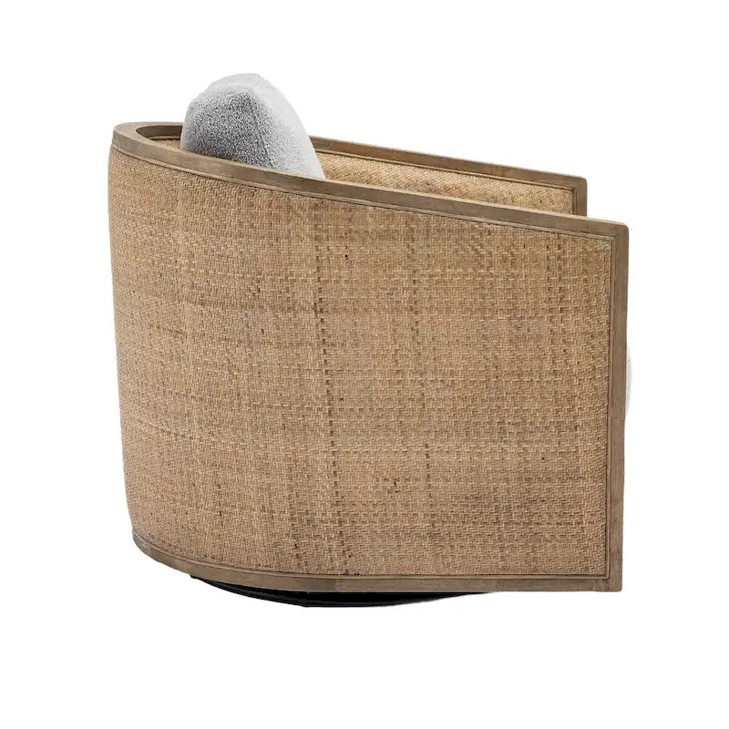 Sillón Giratorio de Barril, Cómodo Sillón Redondo Decorativo, Sillón Club Giratorio de Barril de 360 Grados, Sillón de Ocio con Estructura Tejida de Ratán