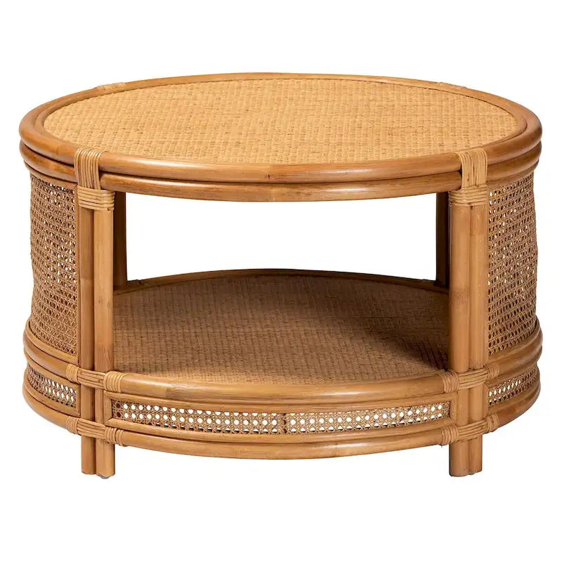 Mesa de centro Louis de ratán marrón natural estilo bohemio de bali & pari