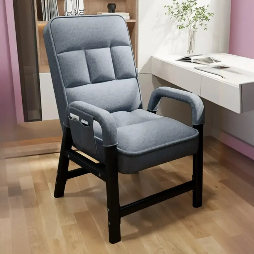 Silla de oficina moderna tapizada en gris con 4 patas