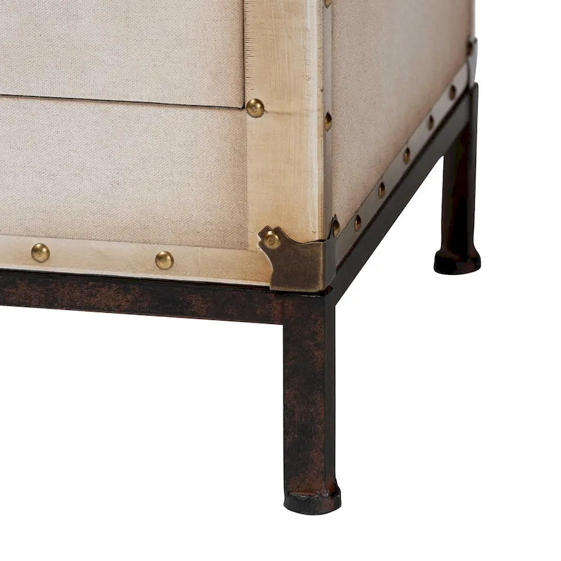 Baúl de mesa auxiliar de lona vintage Laura