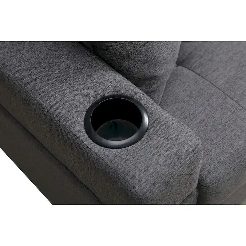 Sofá Seccional para Sala de Estar con Chaise Longue en Forma de L y portavasos