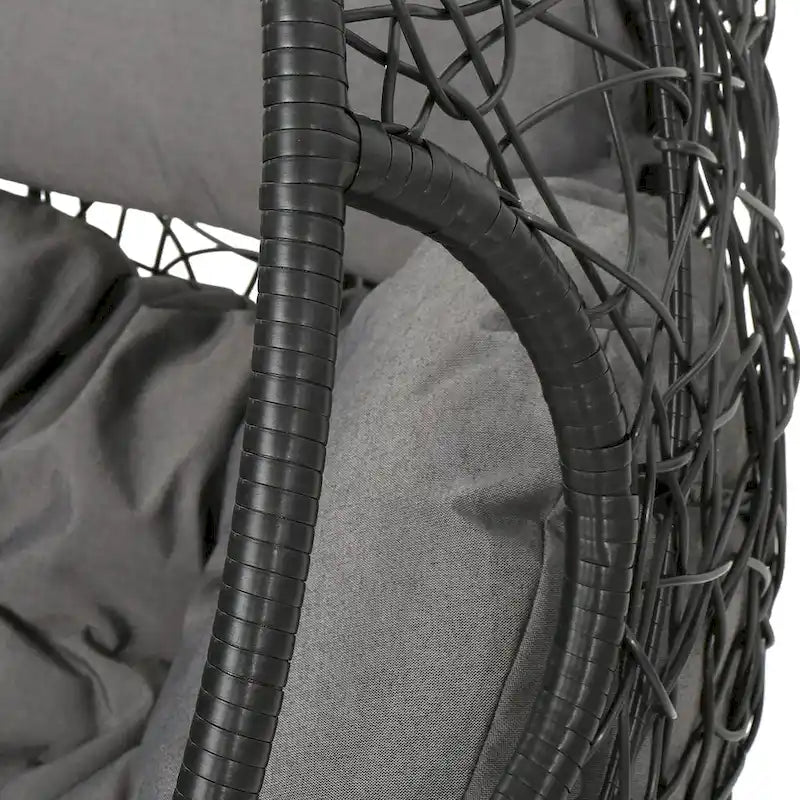 Sillón Colgante de Exterior de Mimbre Impermeable con Cojines, Asiento de Hamaca - Capacidad de 136 kg