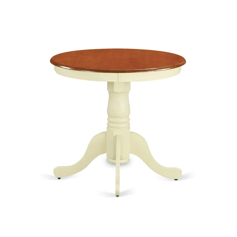 East West Furniture Eden Mesa de comedor - una mesa redonda de madera con pedestal, Buttermilk y Cherry