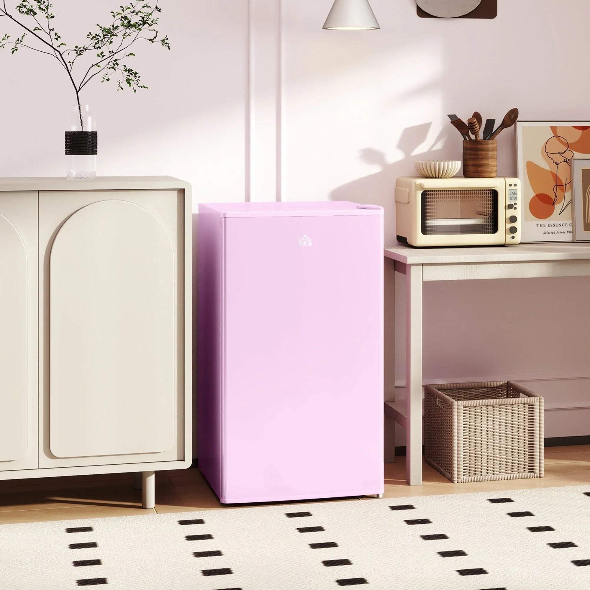 Mini Frigo da 3,2 Cu.Ft con Congelatore, Frigorifero Compatto a Porta Singola con Termostato Regolabile per Camera da Letto