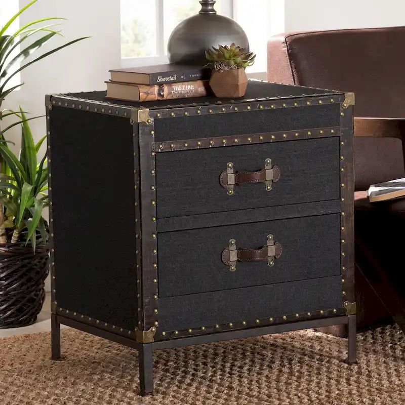 Baúl de mesa auxiliar de lona vintage Laura
