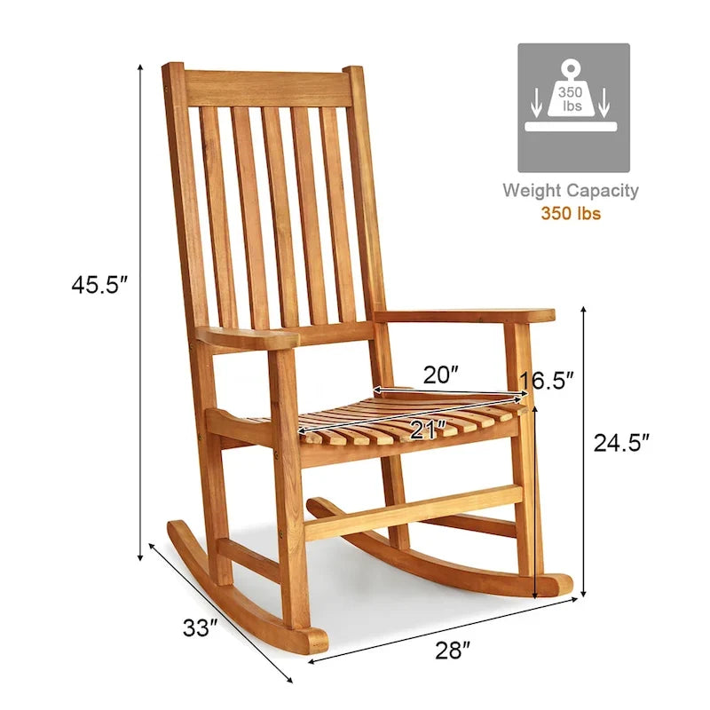 Mecedora Estructura de Madera Maciza Balancín para Porche Interior Exterior