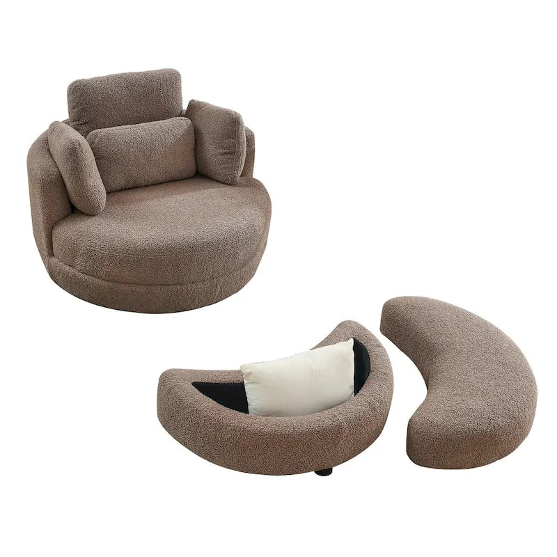 Sillón redondo giratorio grande con otomana de almacenamiento Moon