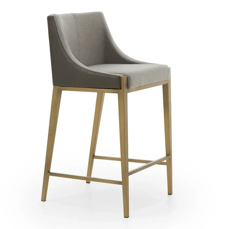 Taburete de mostrador contemporáneo gris y latón Modrest Fairview