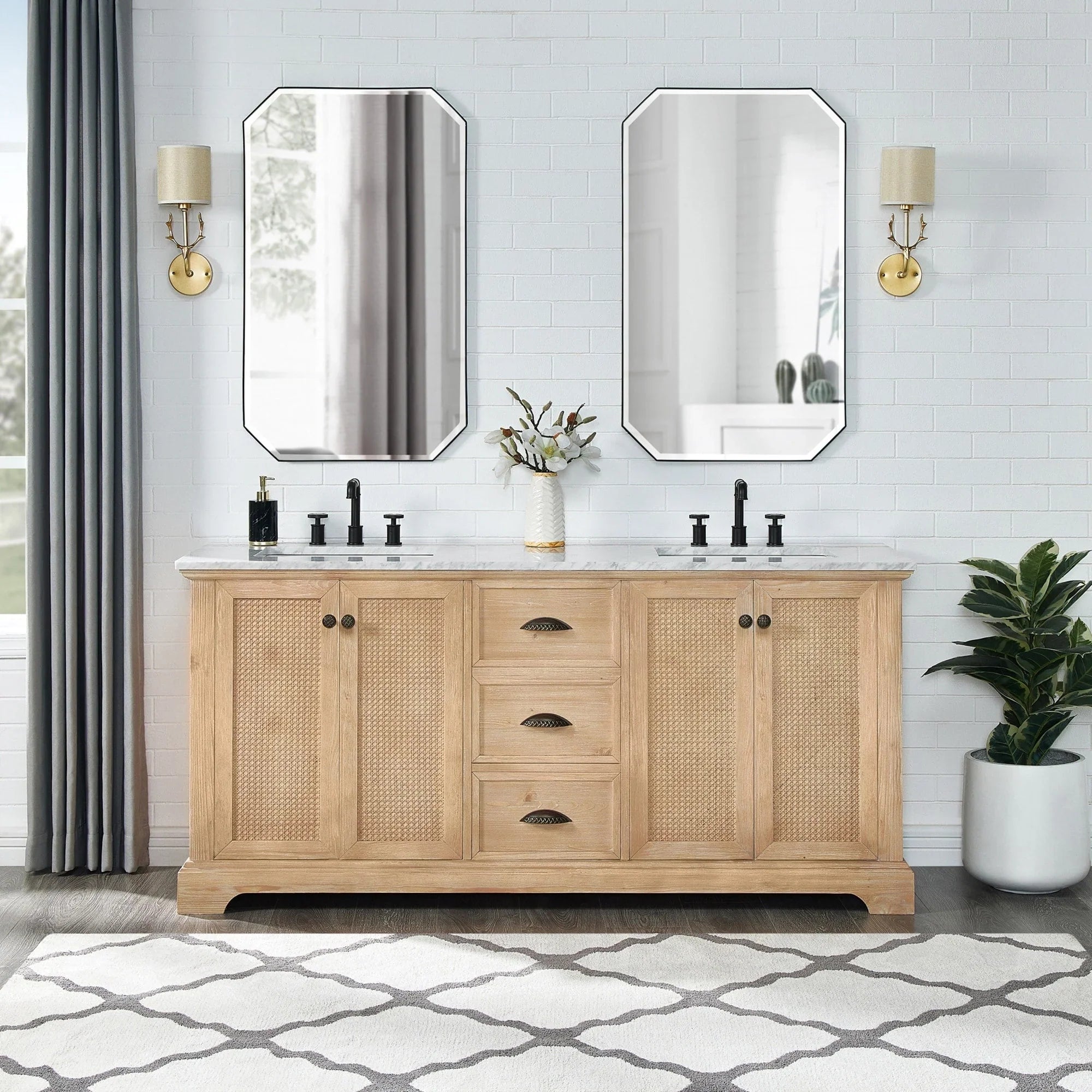 Mueble de baño Hervas con encimera de mármol natural sin espejo