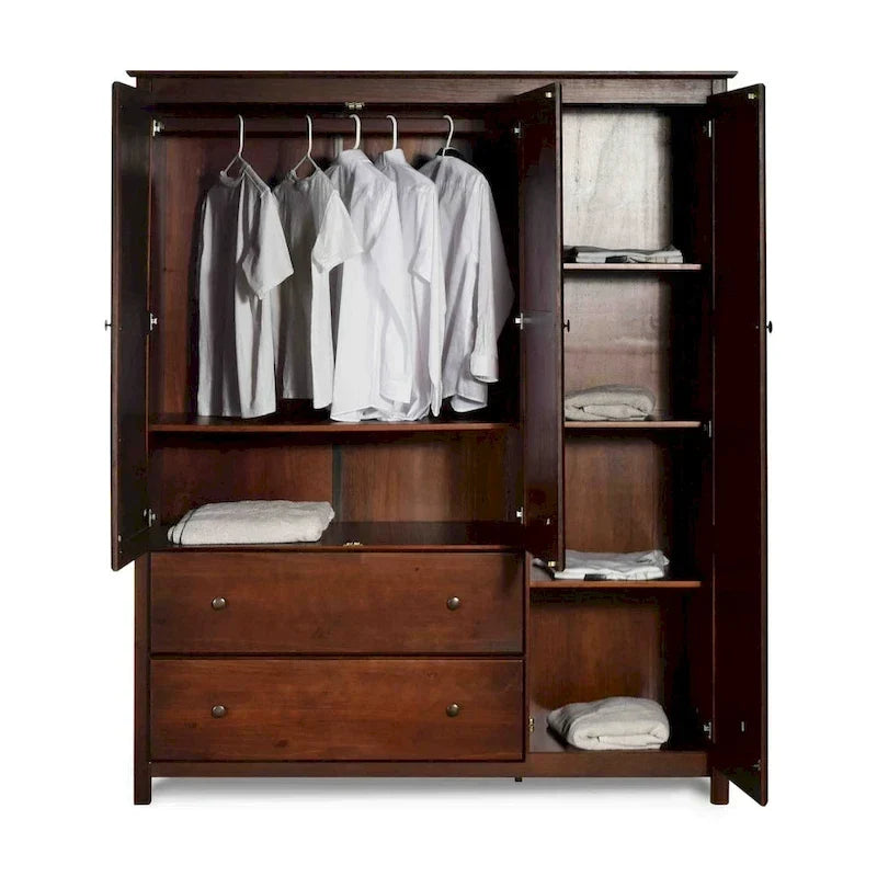 Armario de madera Shaker de 3 puertas Grain Wood Furniture - 60x72x22