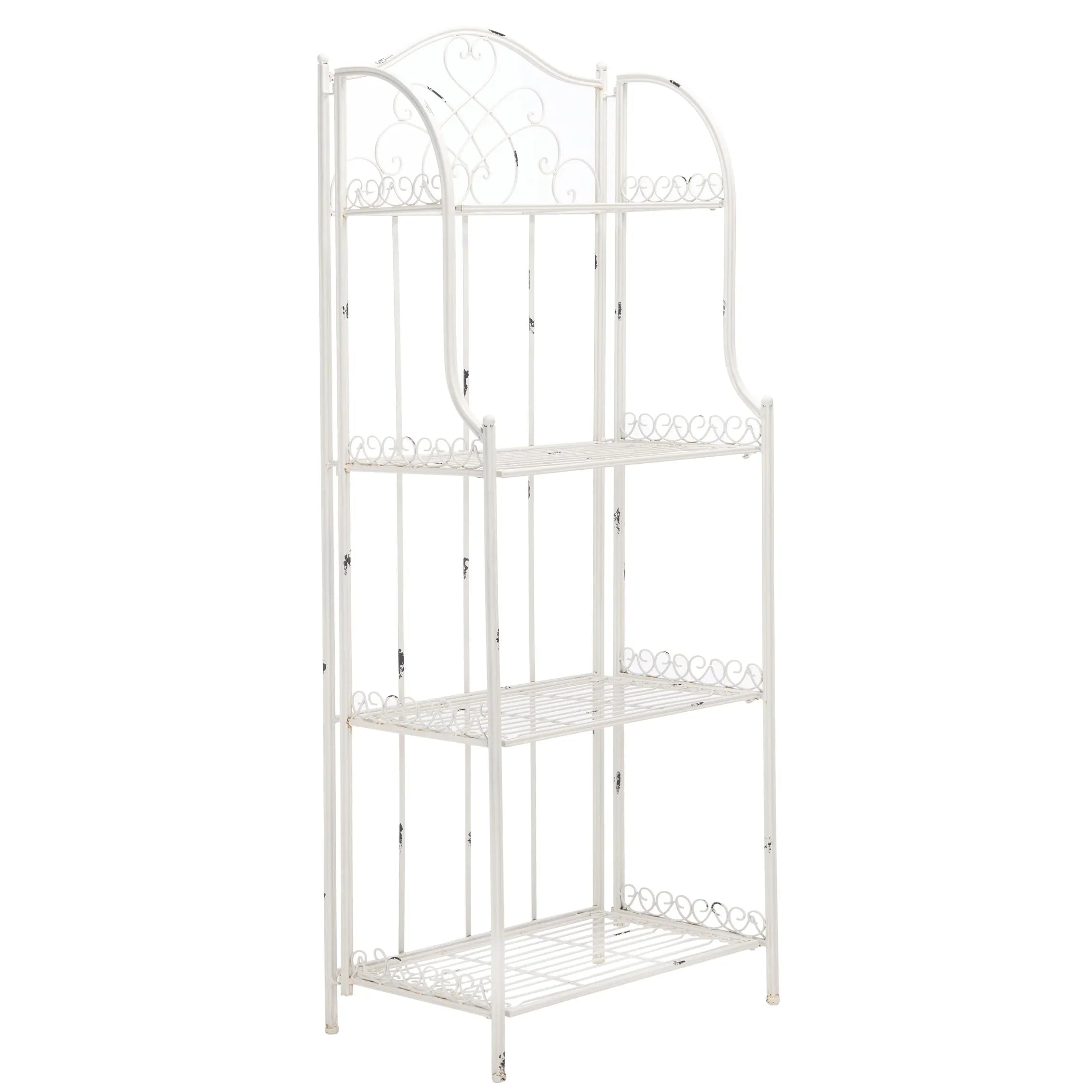 SAFAVIEH Bryn Estantería de panadero victoriana de hierro forjado de 4 niveles para exteriores - 25 pulg. An. x 15 pulg. Prof. x 63 pulg. Al. - 25 An. x 15 Prof. x 63 Al.