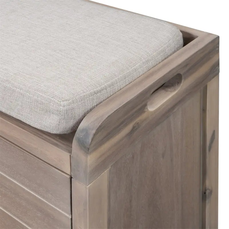 Banco de almacenamiento de madera con 2 cestas tejidas