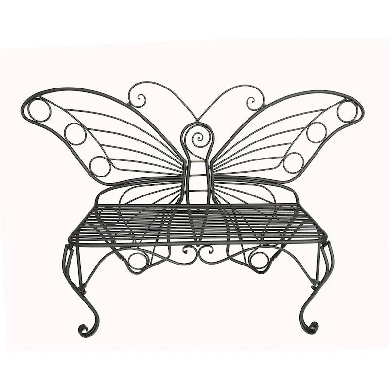 Banco de mariposa de metal negro antiguo