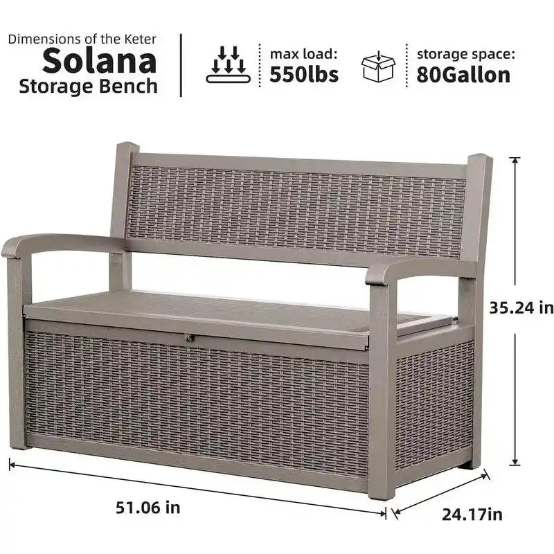 Arcón de almacenamiento de resina para todo tipo de clima con compartimento oculto con cerradura - Diseño de aspecto de ratán, capacidad de 227 kg, almacenamiento de 265 litros